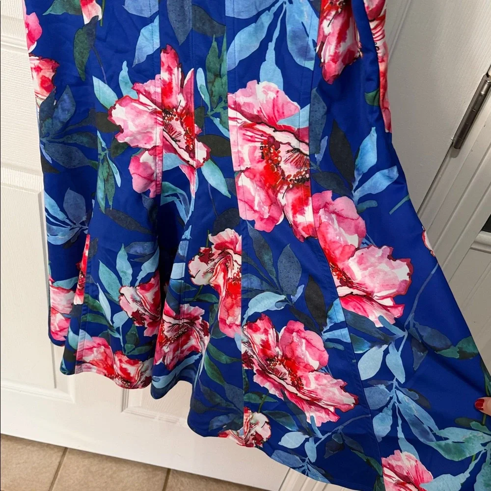 Dress Barn Blue Floral Midi Dress - Picture 6 of 6